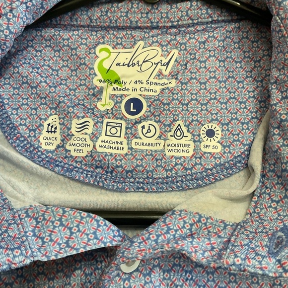 TaylorByrd Polo Large Golf Blue Red Spandex Polyester Cool Lightweight - Picture 4 of 6